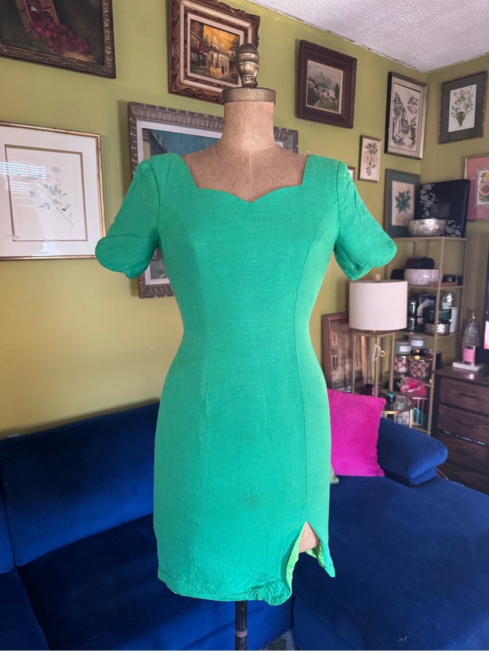 Vintage 60s green short sleeve dress